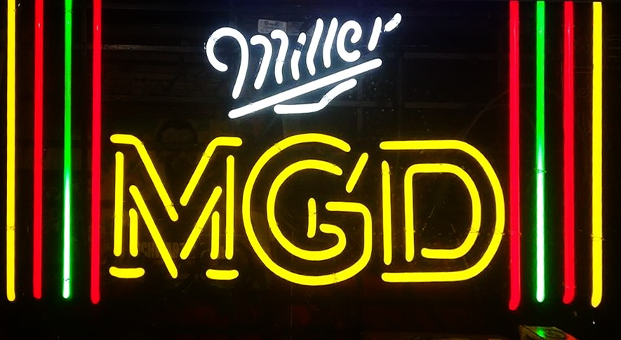 MGD Miller Lite Side Bars Neon Sign